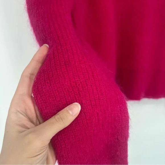 ALC Mohair Wool Blend Hot Pink Pullover Crew Neck Designer Knit Sweater XS - Picture 3 of 9